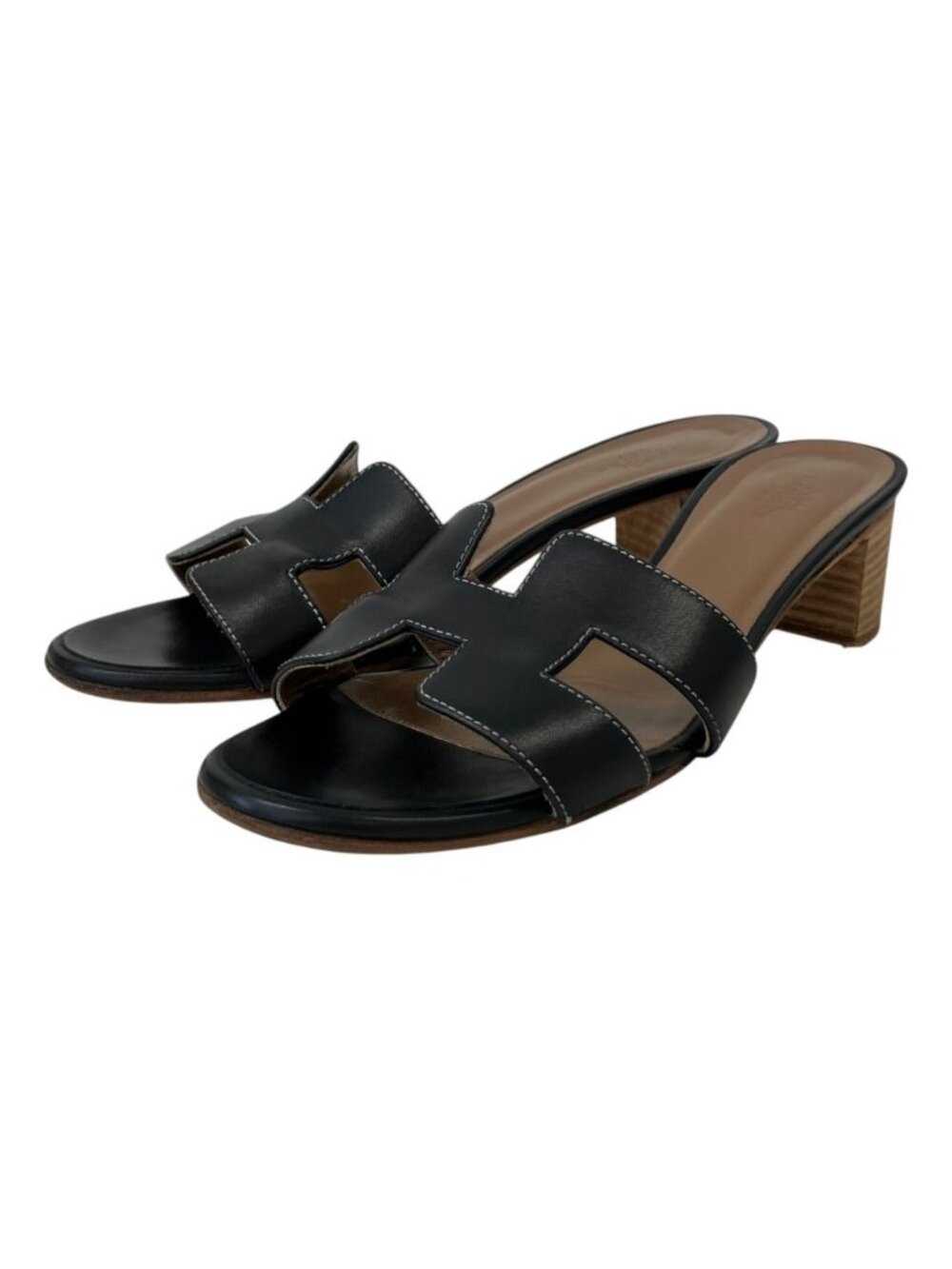 Hermes Oasis Leather Sandals Black Spring Summer